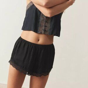 NWT UO Out From Under Juliette Black Satin Micro Short
